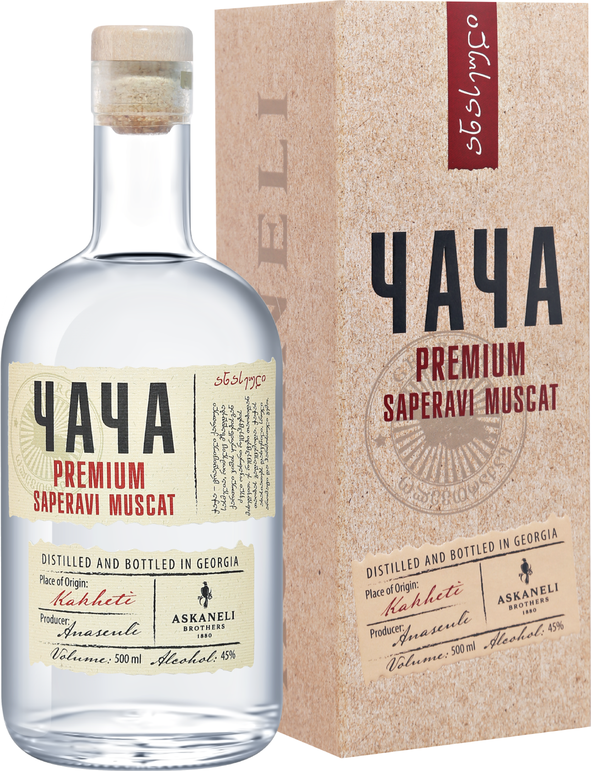 Чача Асканели Премиум Саперави Мускат в подарочной упаковке - 0.5&nbsp;л