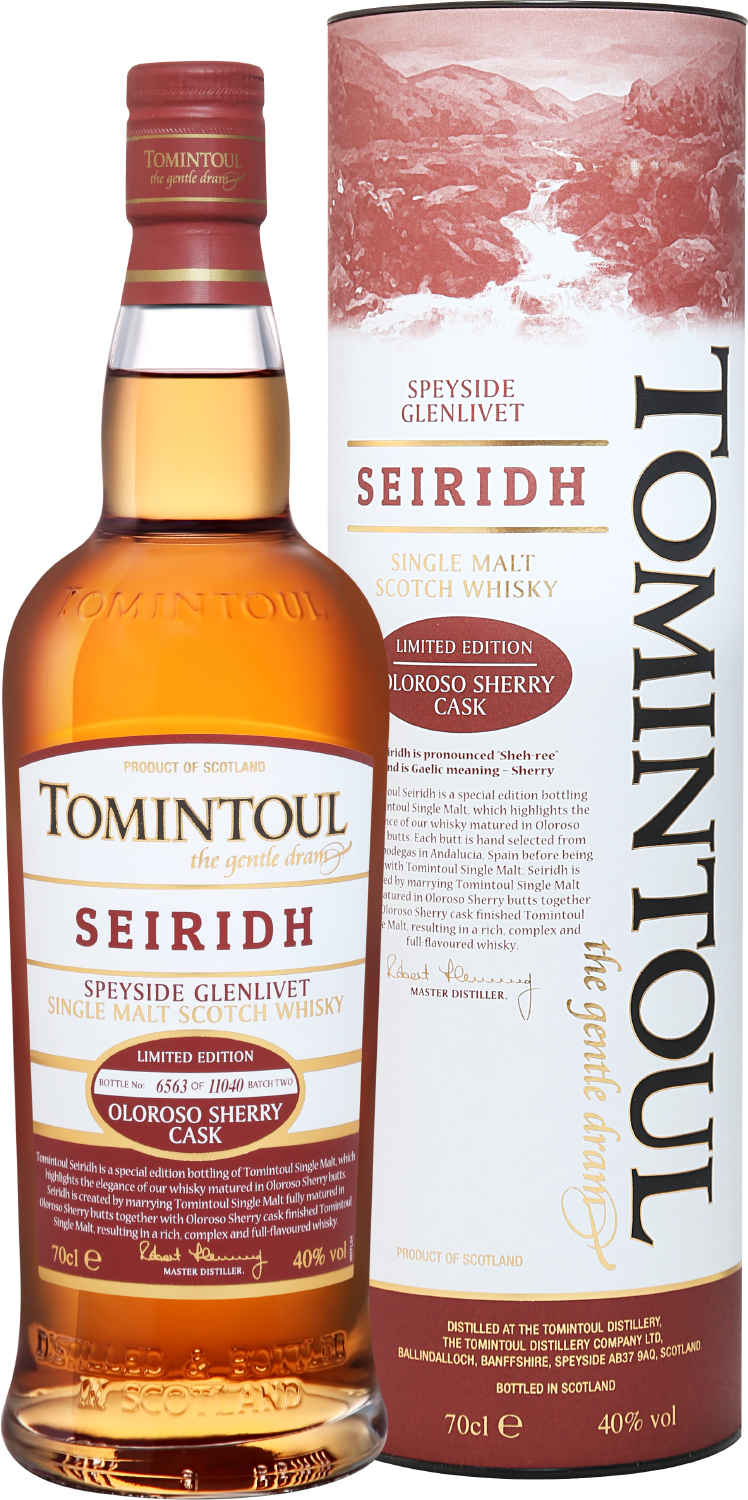 Томинтул Шехри Спейсайд Гленливет Олоросо Шерри Каск Сингл Молт солодовый виски в подарочной упаковке 0.7&nbsp;л