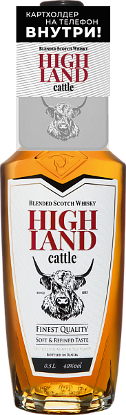 Highland Cattle Blended Scotch Whisky with cardholder and sticker, 0.5 л в Москве