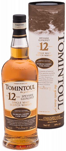 Tomintoul Speyside Glenlivet Oloroso Sherry Cask Finish Single Malt Scotch Whisky 12 y.o. (gift box), 0.7 л в Москве