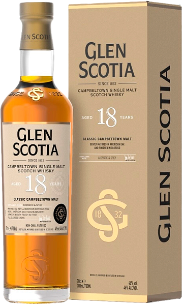 Glen Scotia Campbeltown 18 Y.O. Single Malt Scotch Whisky (Подарочная упаковка), 0.7 л в Москве
