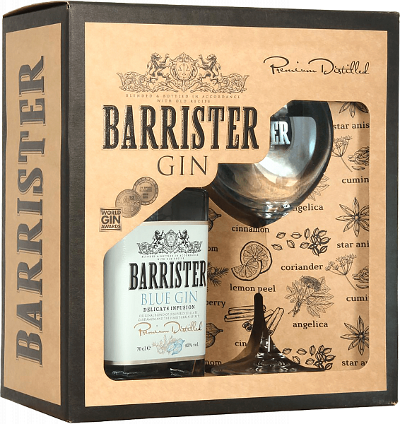 Barrister Blue Gin (gift box with a glass), 0.7 л в Москве