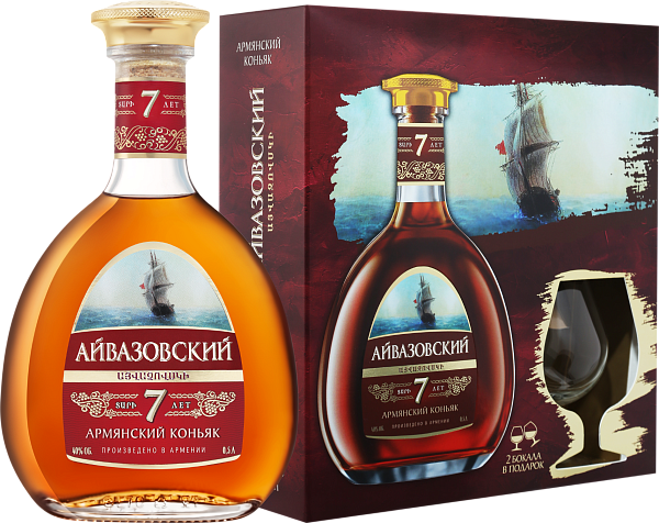 Aivazovsky Armenian Brandy 7 Y.O. (gift box with 2 glasses), 0.5 л в Москве