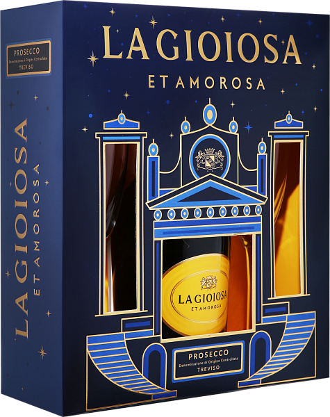 Игристое вино La Gioiosa Prosecco DOC in gift box with two glasses, 0.75 л в Москве